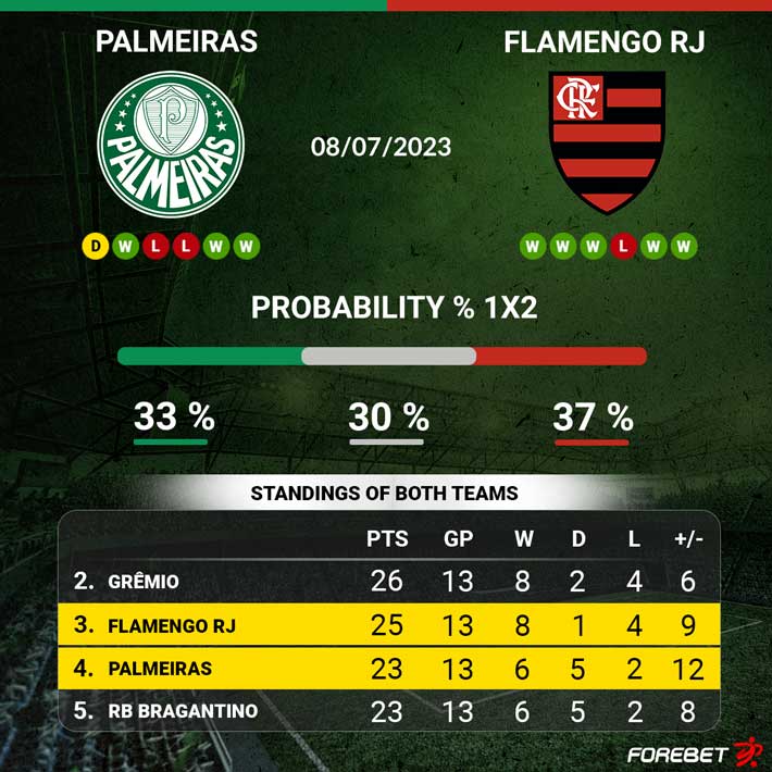 Palpite Flamengo x Palmeiras – Odds, Dicas e Prognóstico – 08/11/2023