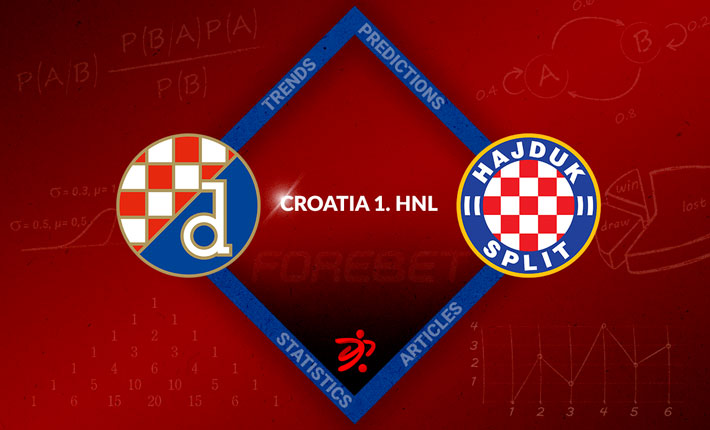 Ferro of Hajduk Split and Mislav Orsic of Dinamo Zagreb during the HT First  League match between HNK Hajduk Split and GNK Dinamo Zagreb at the Poljud  Stadium on March 12, 2022